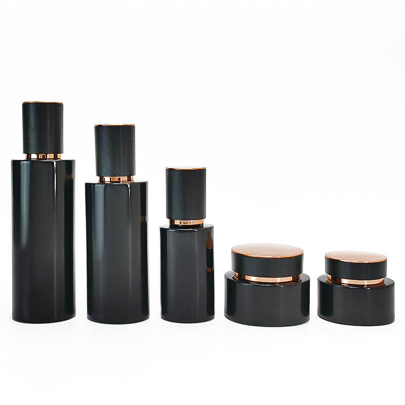 Flüssigkeitsfüllflasche Lotion Creme Glasdose schwarze Sets HY-2410