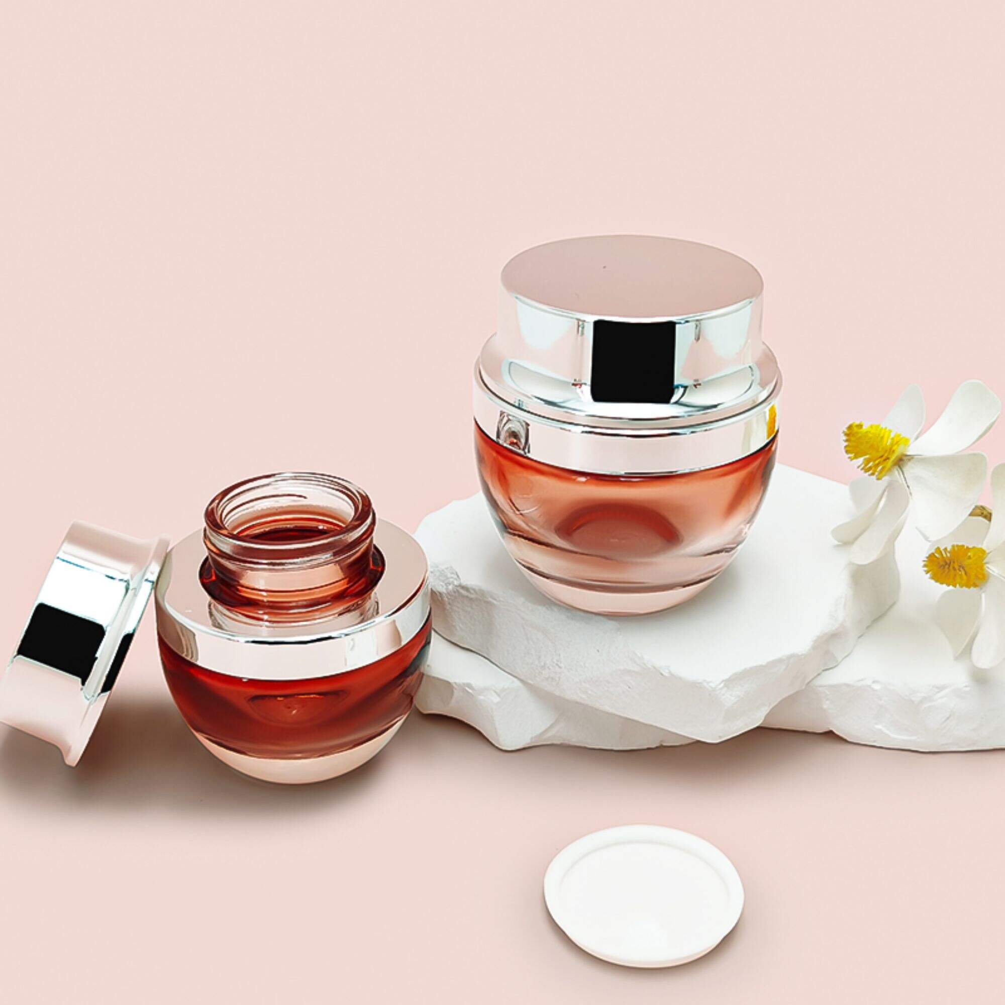 Customized Cosmetic glass Lotion Pump Bottle HY-2311