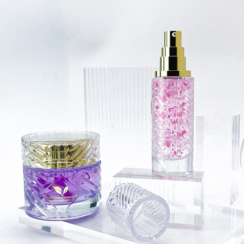 Transparent gestreifte Glasflasche HY-2403