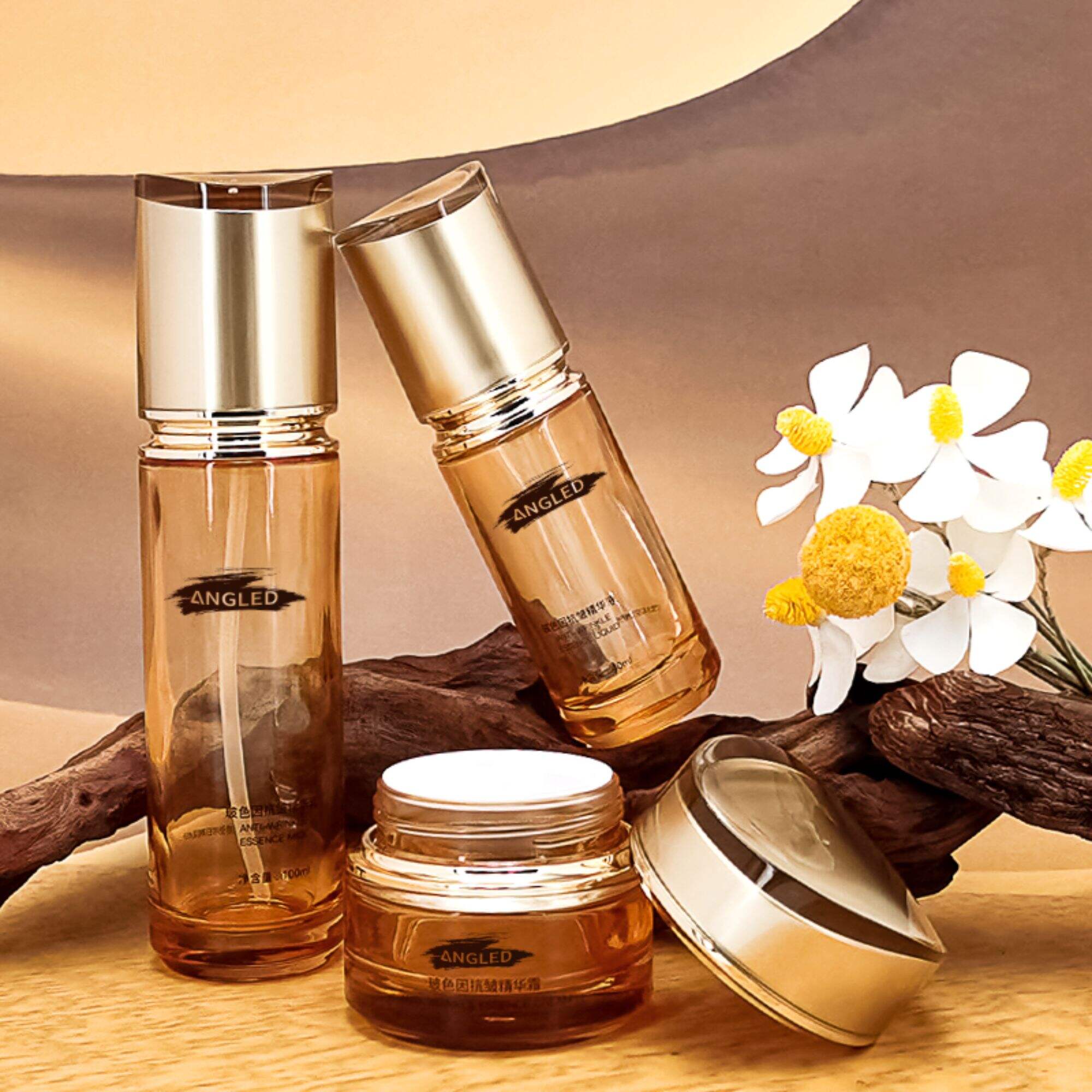 Kosmetik schräg Schulter Schraubverschluss Glasflasche leer HY-2380