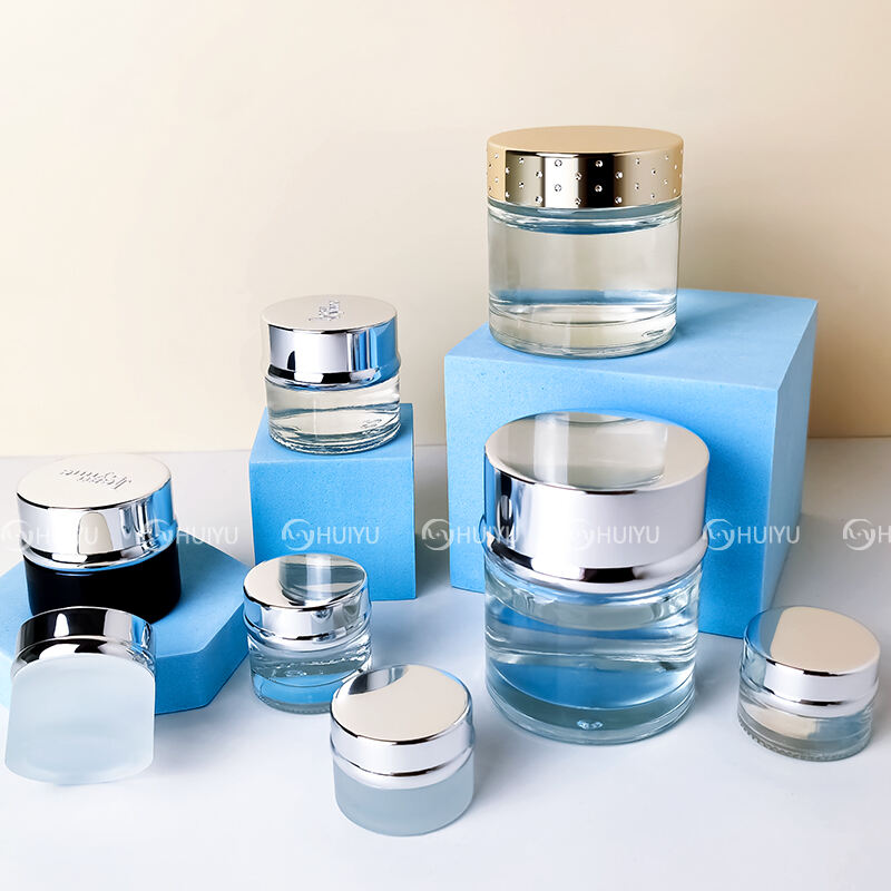 customized Clear glass cream bottle cream jar with lid HY-2393