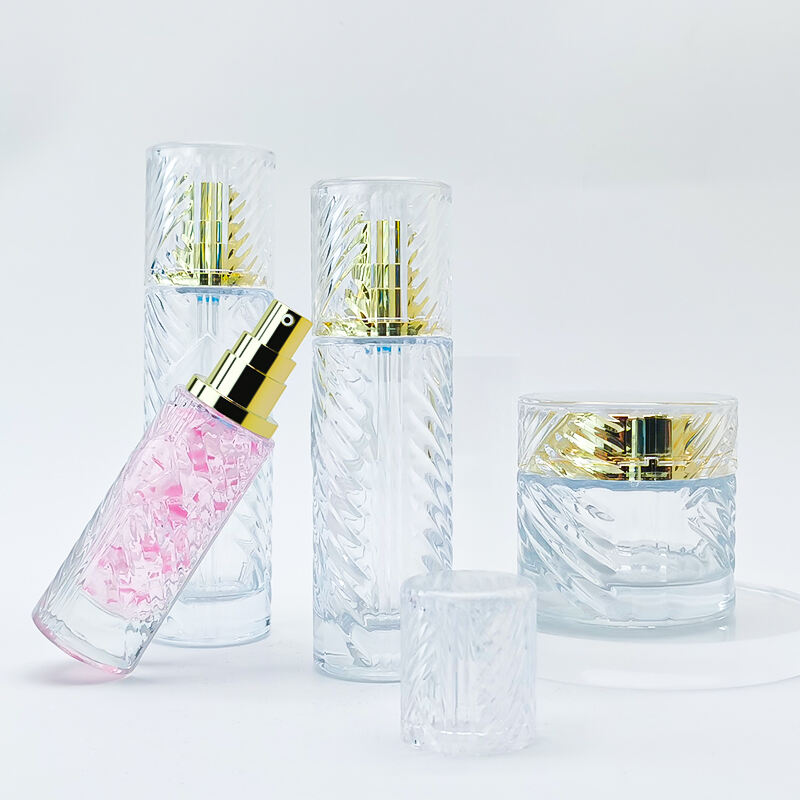 Transparent gestreifte Glasflasche HY-2403