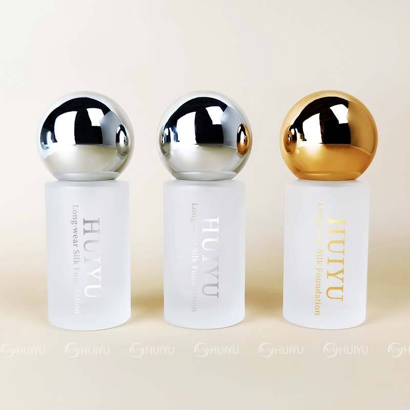 Empty 30ml Frosted Round Foundation Lotion Bottle With Ball Cover HY-1852