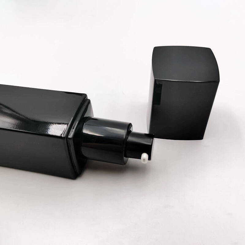 cosmetic square black skincare bottles packaging glass Set HY-2342