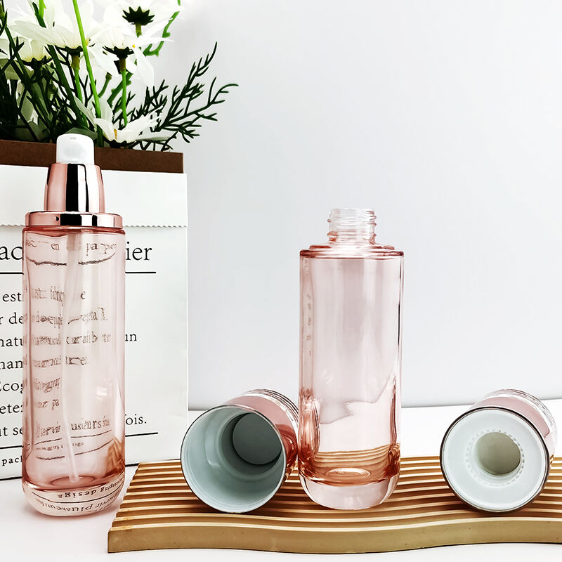 luxury glass bottles for cosmetics packaging with pump cream jar HY-2308