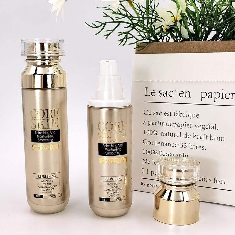 Factory Luxury glass bottle cosmetics container set  HY-2367