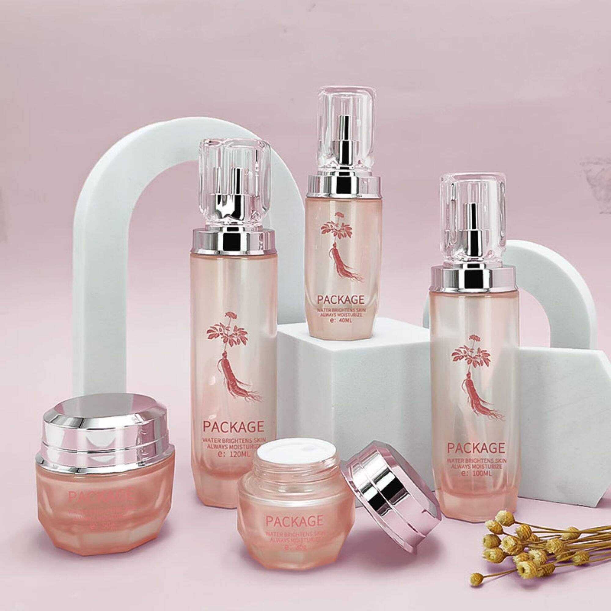 Shiny gold skincare body cream container packaging round with ABS lid HY-2408