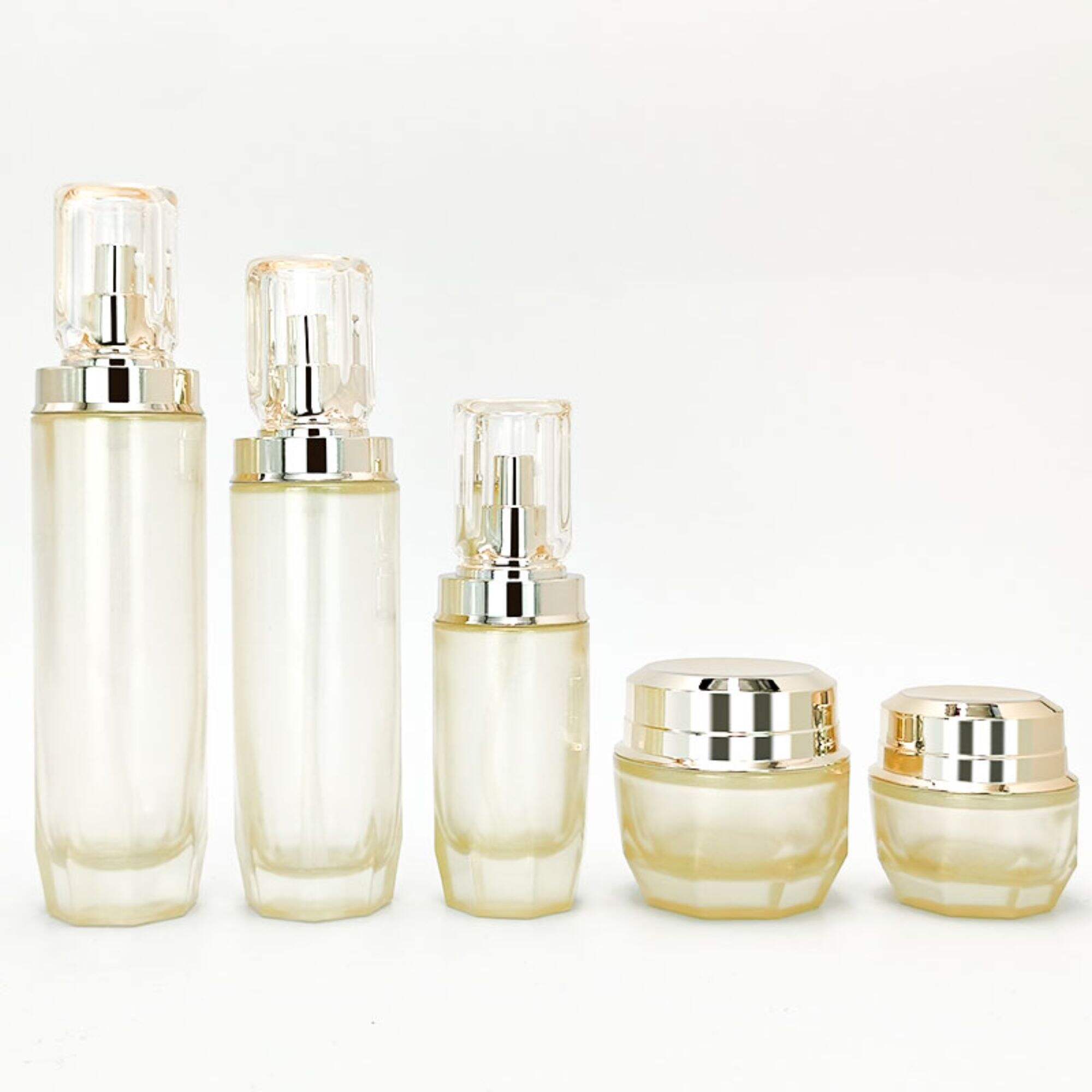 Shiny gold skincare body cream container packaging round with ABS lid HY-2408