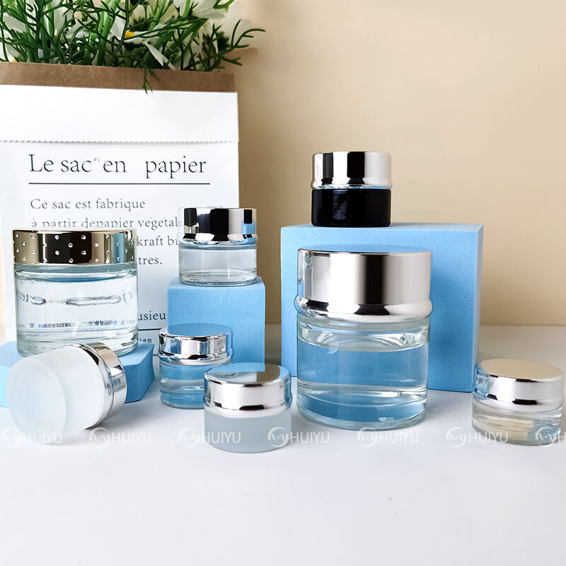 customized Clear glass cream bottle cream jar with lid HY-2393