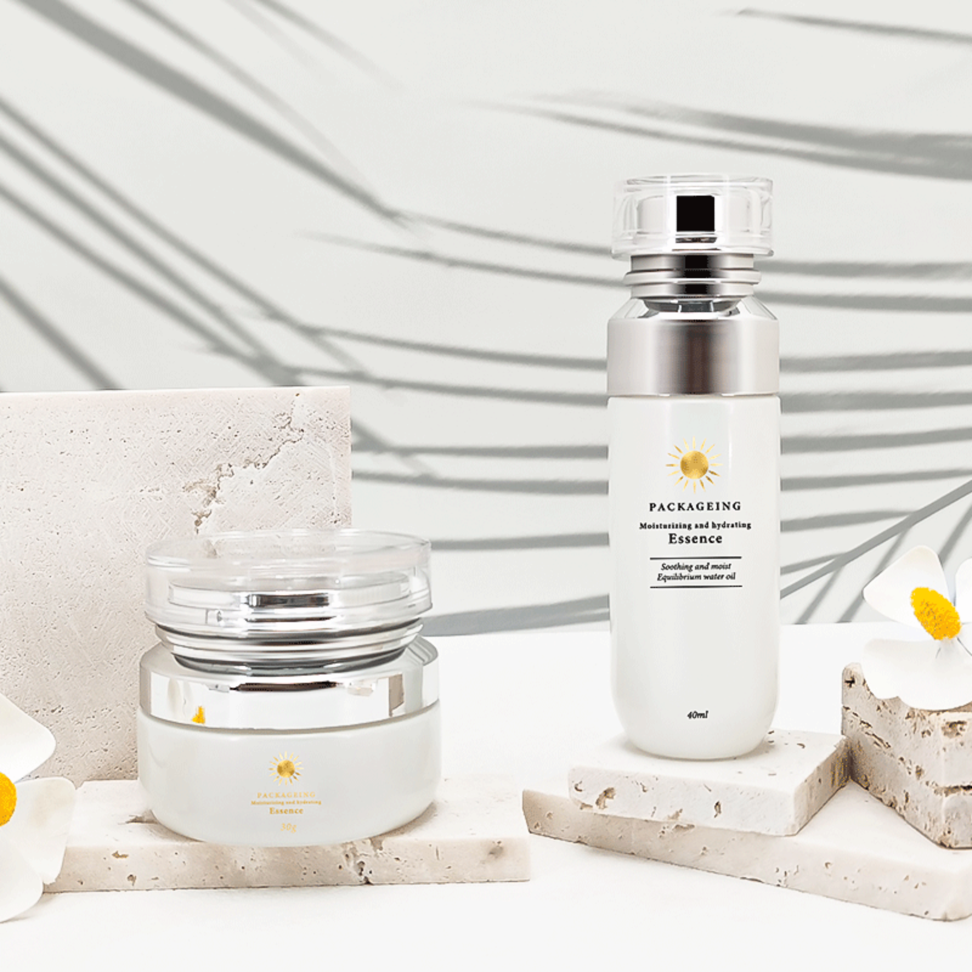 Factory Luxury glass bottle cosmetics container set  HY-2367