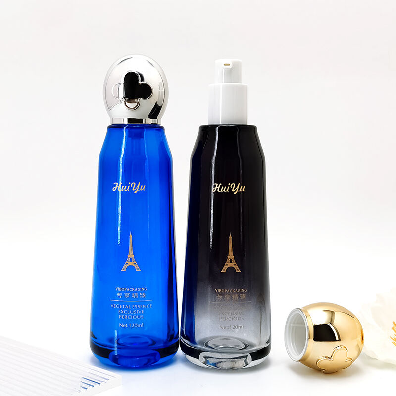 Luxury Cream Glass Skincare Bottles and Jars Set With ball cap HY-2423