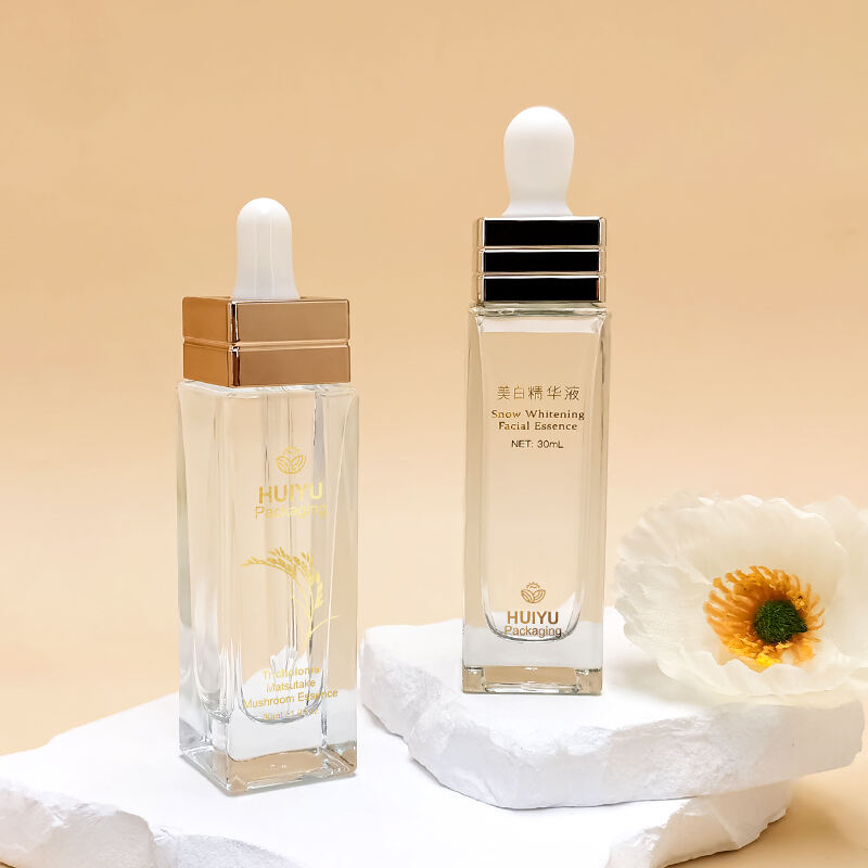 Cosmetic Skincare 1 oz square Tincture Dropper Bottle Essential Oils Bottle Packaging HY-1828
