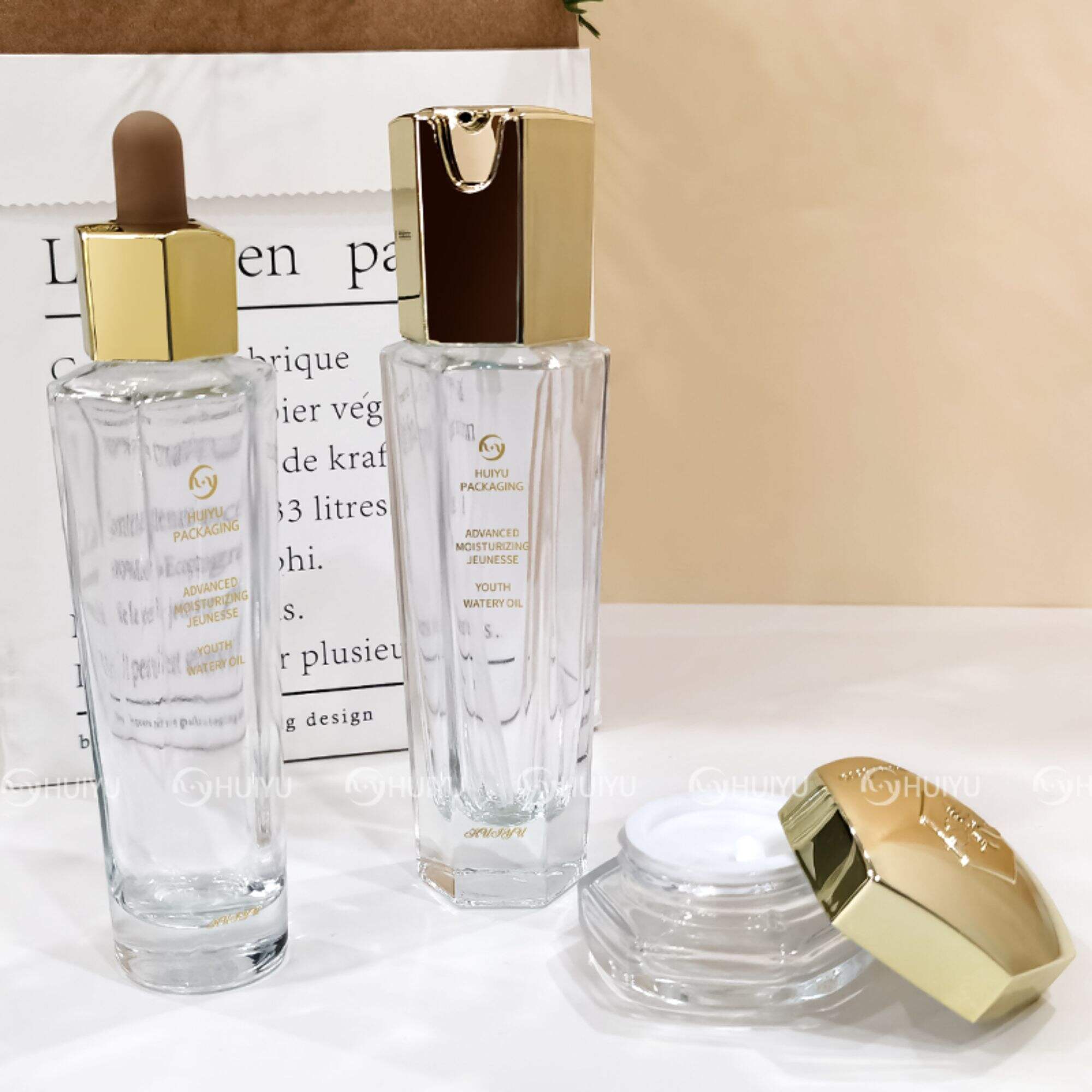 Neue Kosmetik-Bakhoor-Dose Schraubverschluss Runde Glasflasche HY-1830