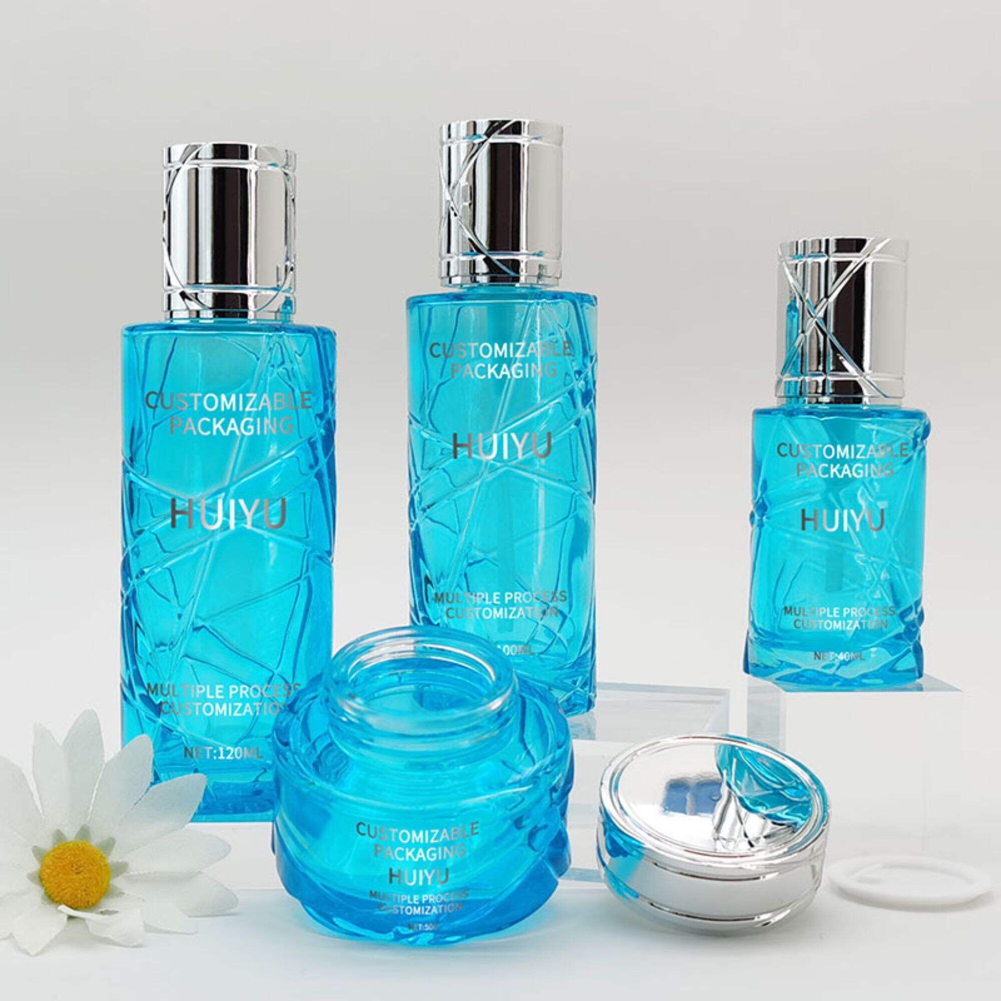 Customized Advanced ice Clear Color Glass Jar Set HY-2389