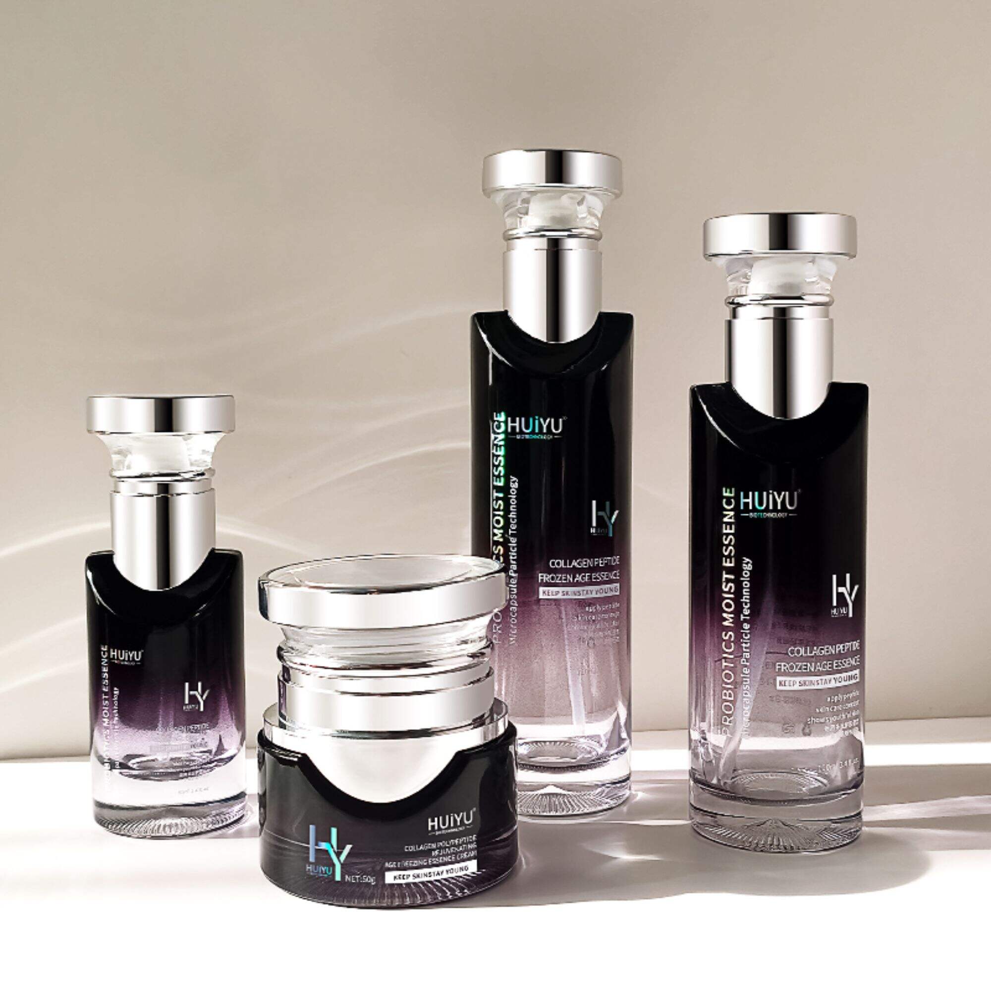 Schwarze Gradient-Glasflasche Kosmetikset HY-2434