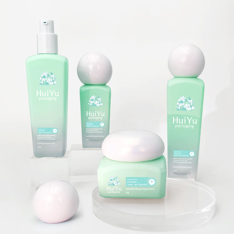 Kosmetikverpackung runde Glasflasche Pump-Lotion-Flasche Cremedose-Sets HY-2407