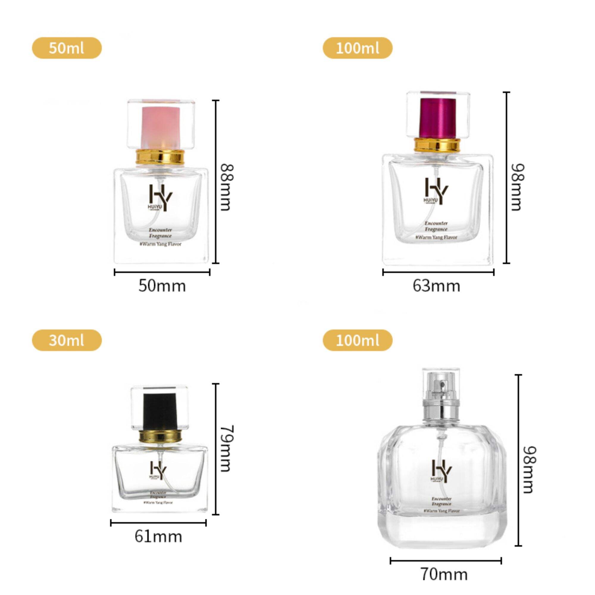 Auffüllbare Flasche Luxusglas Quadratisch und Kreisförmige Verpackungsauswahl HY-210