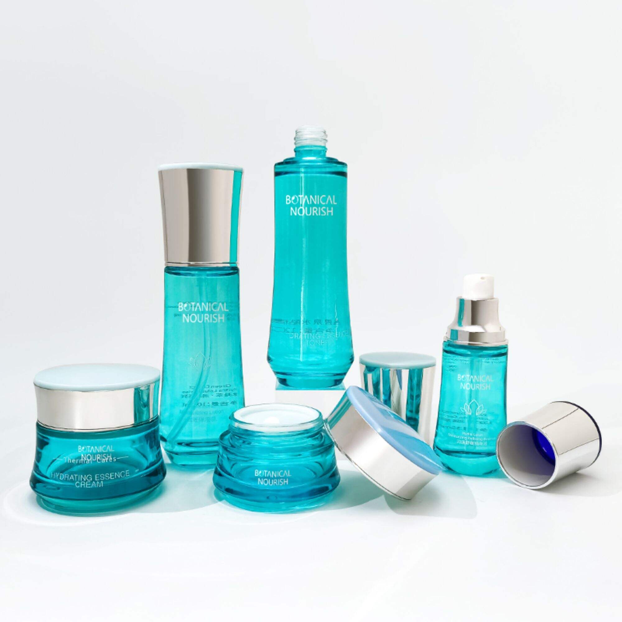Hot Aqua Blue Skincare glass container HY-2303
