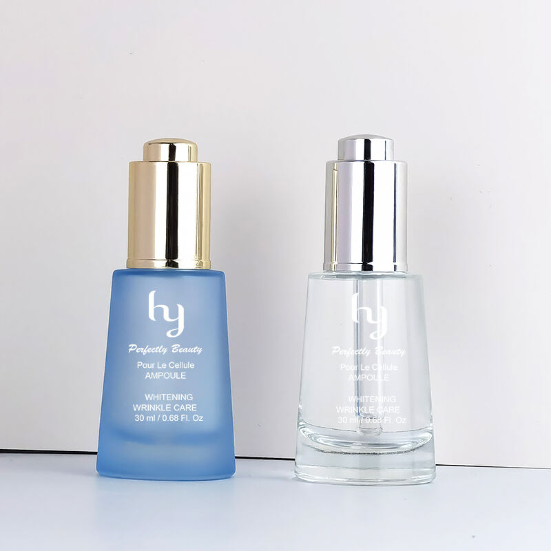 Conical frosted blue pressure pump dropper essential oil bottle HY-97419