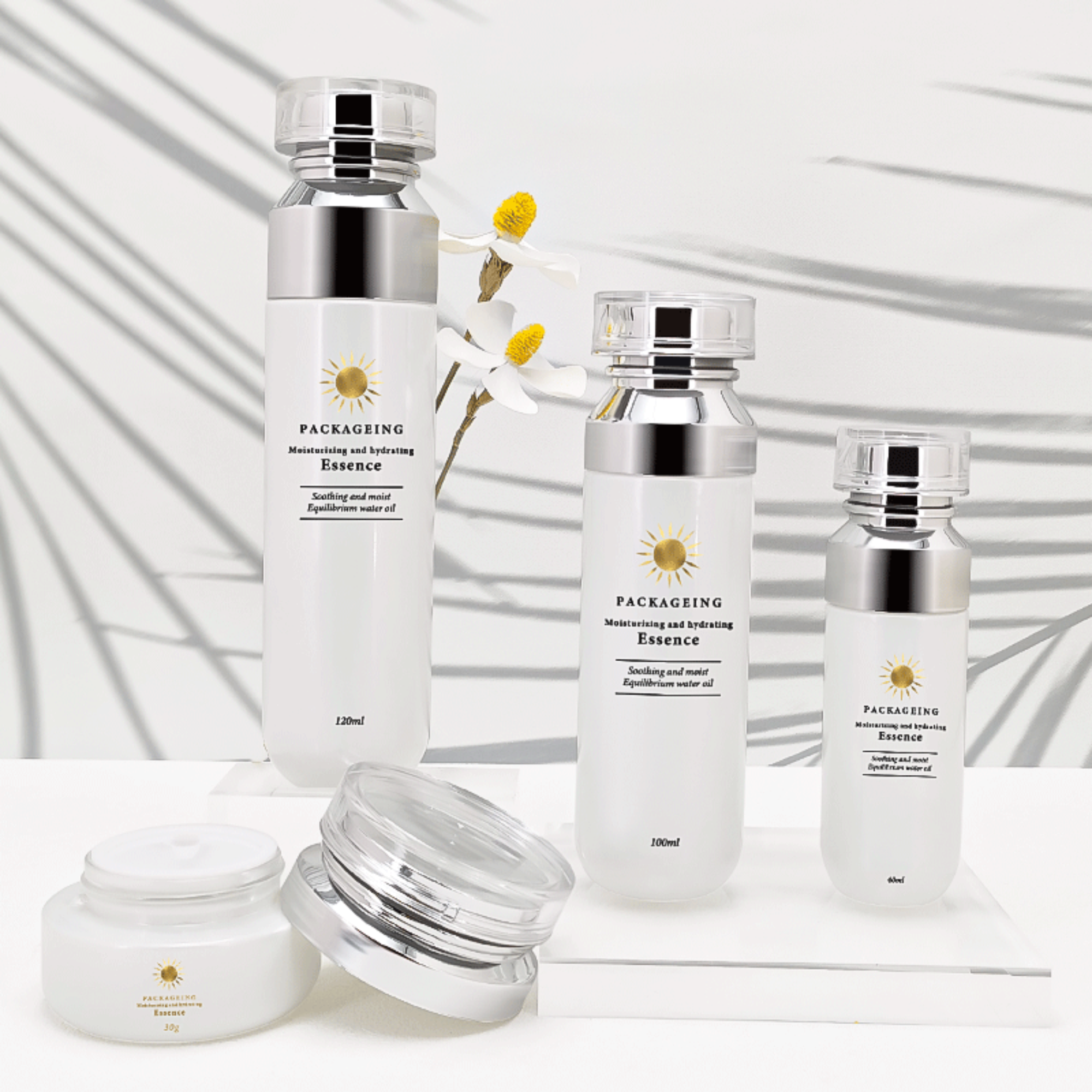 Factory Luxury glass bottle cosmetics container set  HY-2367