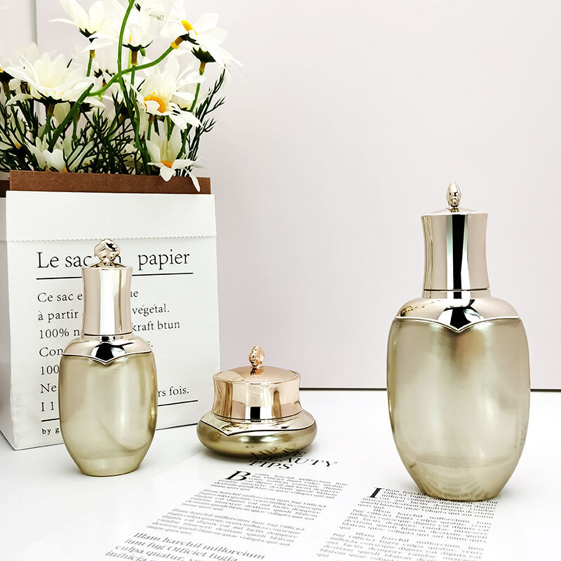 Kosmetik gold Glas Musterdeckel Dosen und Cremeflaschen HY-2350