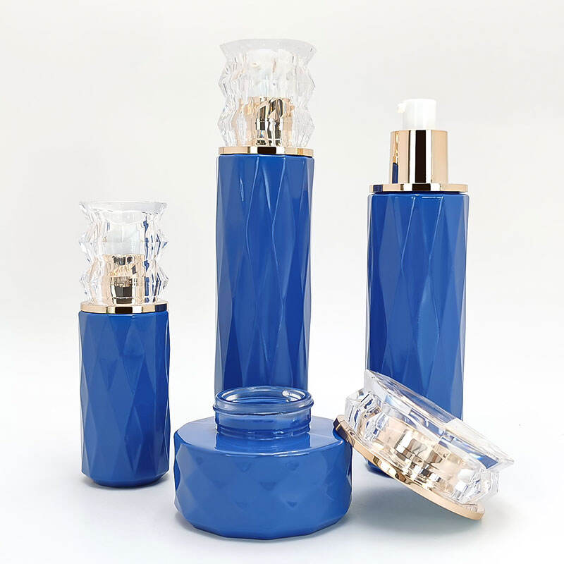 Haute couture Cremeflasche Blaues Set Glasprobe Kosmetikverpackung HY-2412