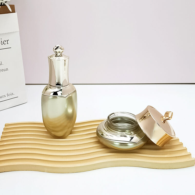 Kosmetik gold Glas Musterdeckel Dosen und Cremeflaschen HY-2350