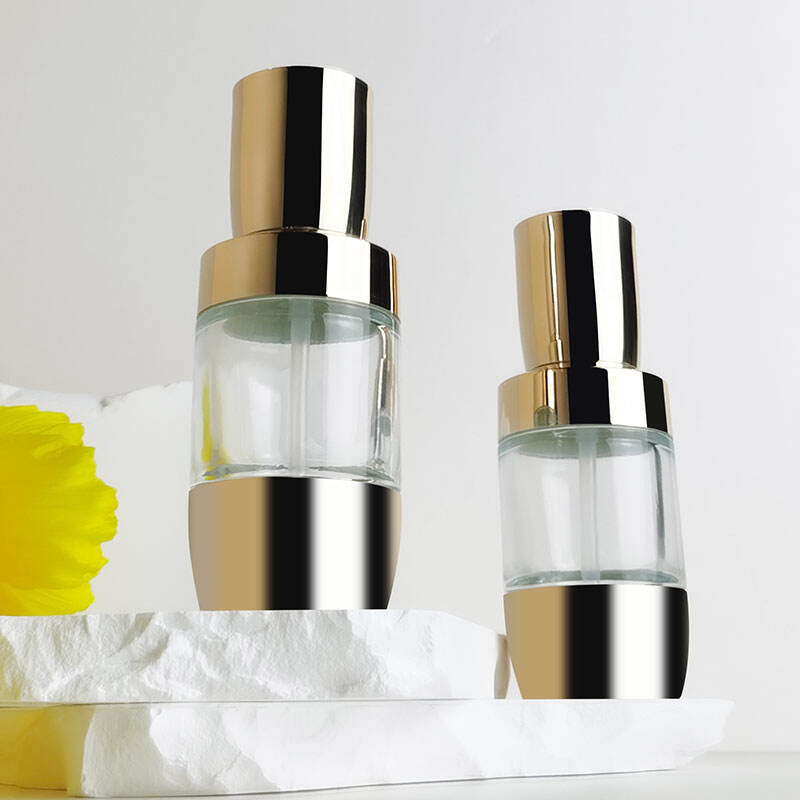 Custom middle cap shoulder 1 oz luxury thickened bottom spray glass bottle HY-1845