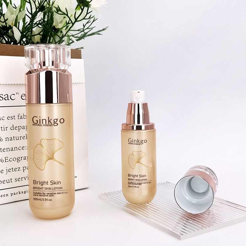 luxury glass bottles for cosmetics packaging with pump cream jar HY-2308