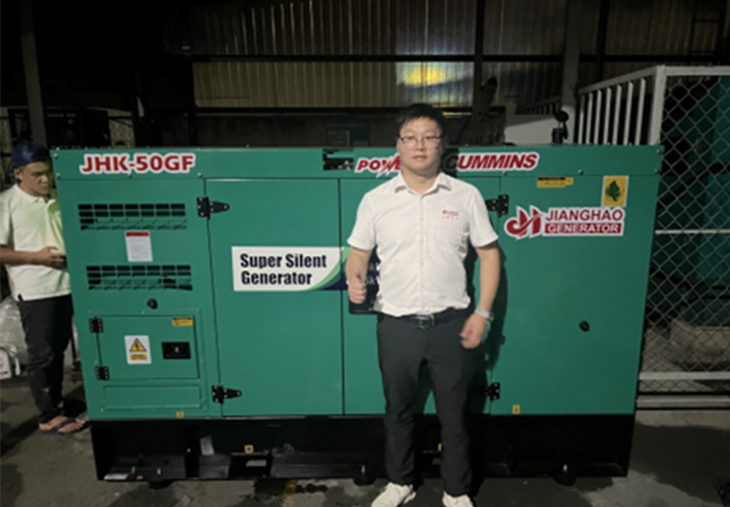 Sales staff installing generator sets in Vietnam