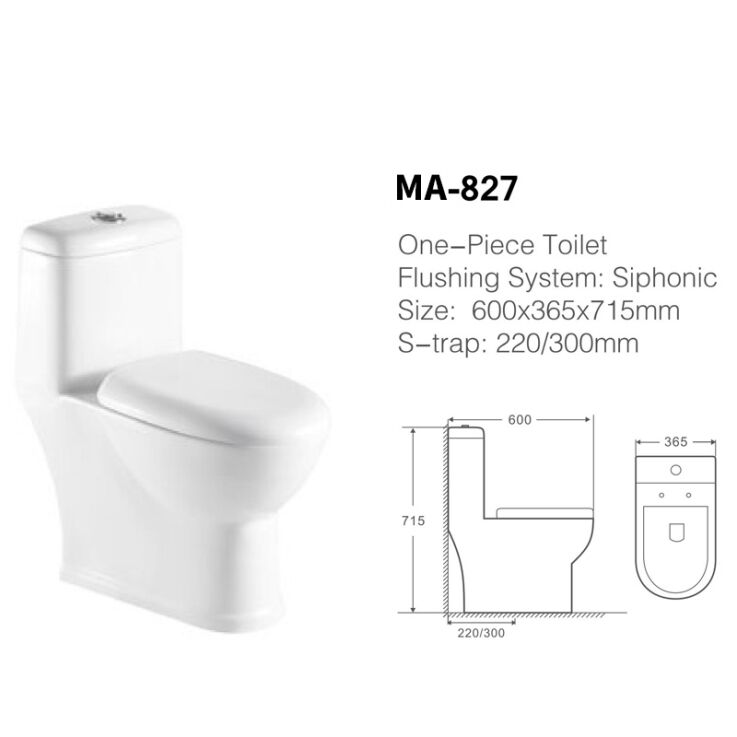 MA-827 One-piece toilet siphonic flushing system side flush manufacture