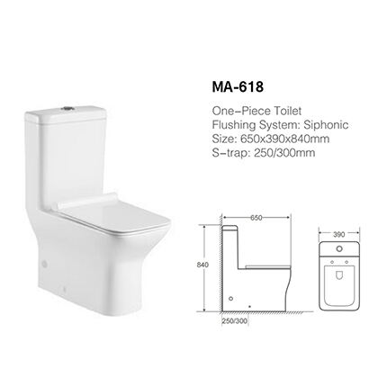 MA-618 One-piece toilet siphonic flushing system side flush