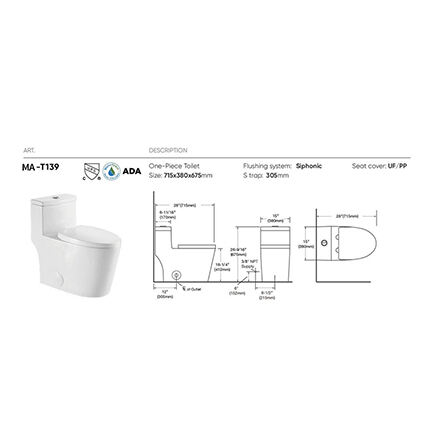 MA-T139 One-piece toilet siphonic flushing system side flush