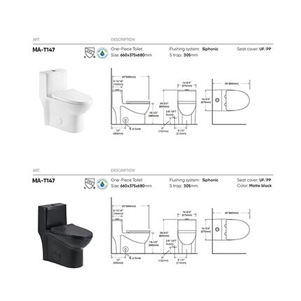 MA-T147 One-piece toilet siphonic flushing system side flush