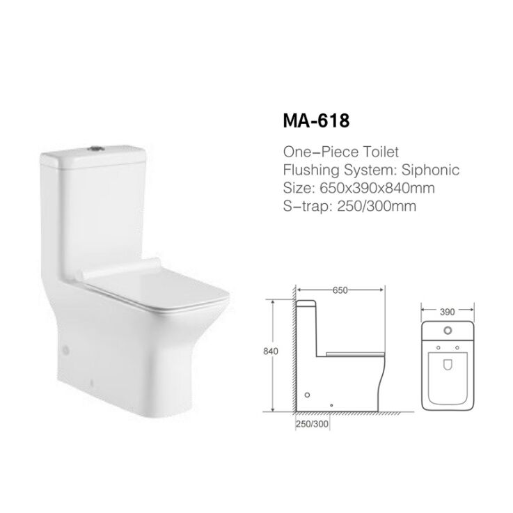 MA-618 One-piece toilet siphonic flushing system side flush manufacture