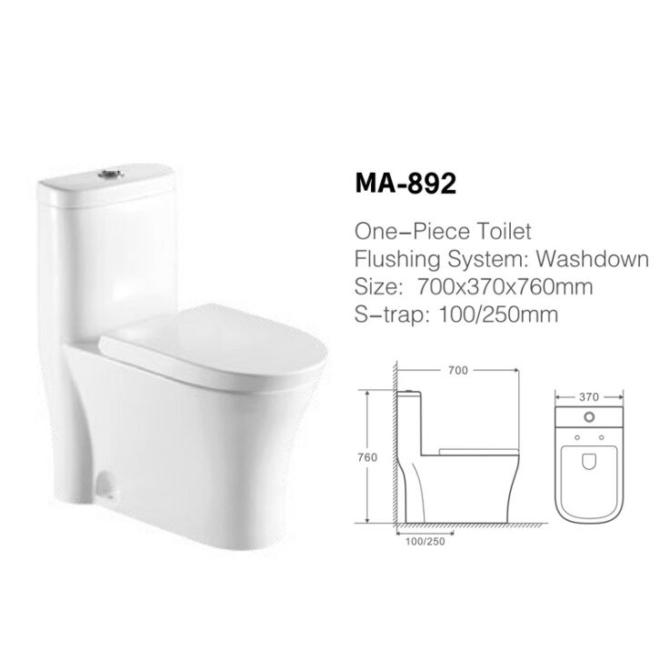 MA-892 One-piece toilet siphonic flushing system side flush details