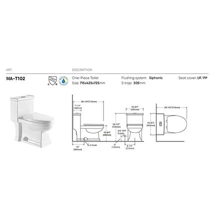 MA-T102 One-piece toilet siphonic flushing system side flush