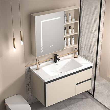 MEEKI BV-L-04  two-door modern  aluminum bathroom vanity set washbasin sink