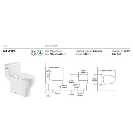 MA-T113 One-piece toilet siphonic flushing system side flush