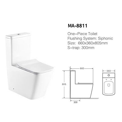 MA-8811 One-piece toilet siphonic flushing system side flush