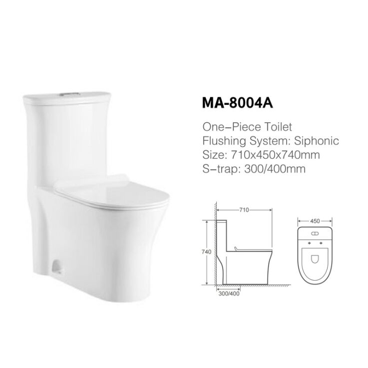 MA-8004A One-piece toilet siphonic flushing system side flush details