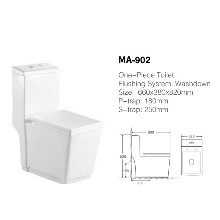 MA-902 One-piece toilet siphonic flushing system side flush factory