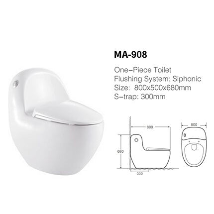 MA-908 One-piece toilet siphonic flushing system side flush