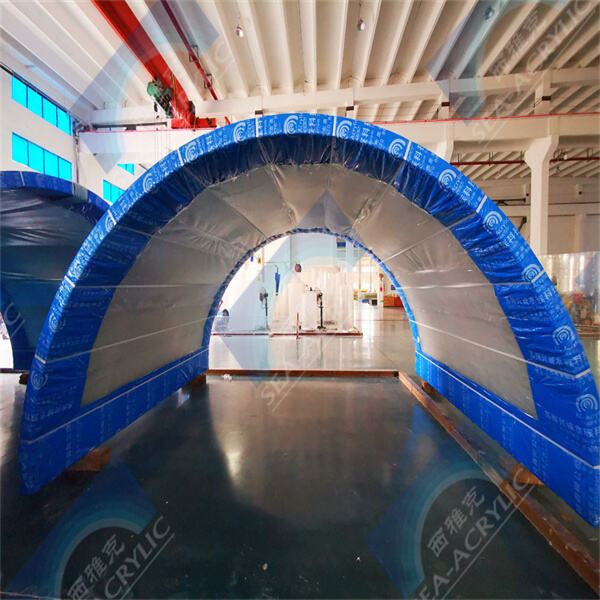 Walking through a unique acrylic arch tunnel experience