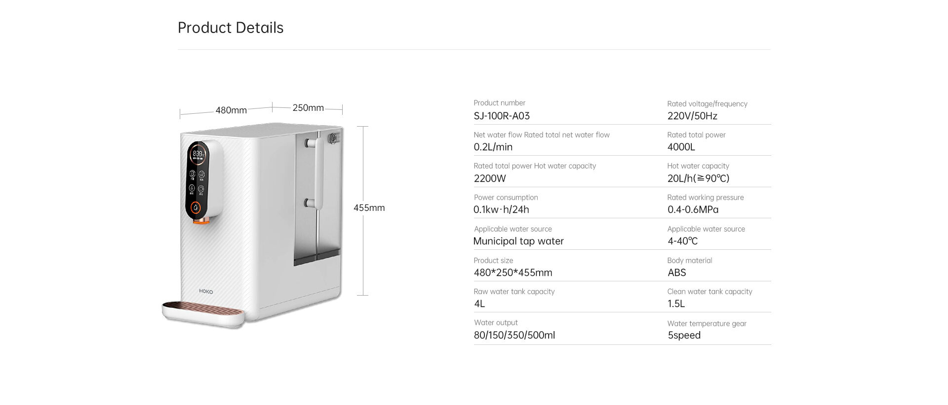 SJ100R-A03 Countertop Reverse Osmosis Water Purifier For Home factory