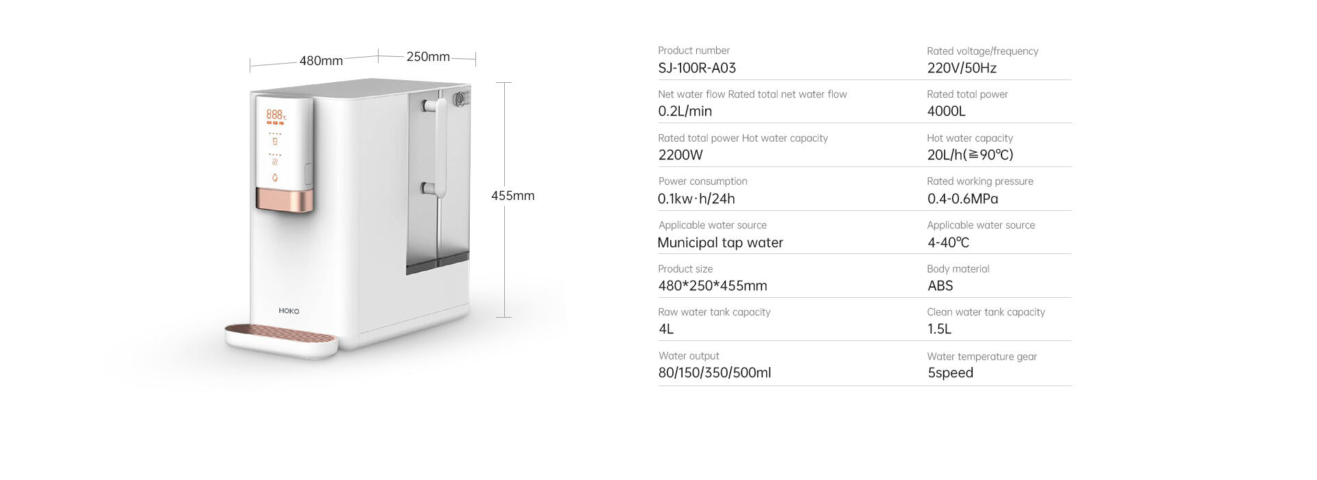 SJ100R-A02 Instant Hot Countertop RO Wasserreiniger Fabrik