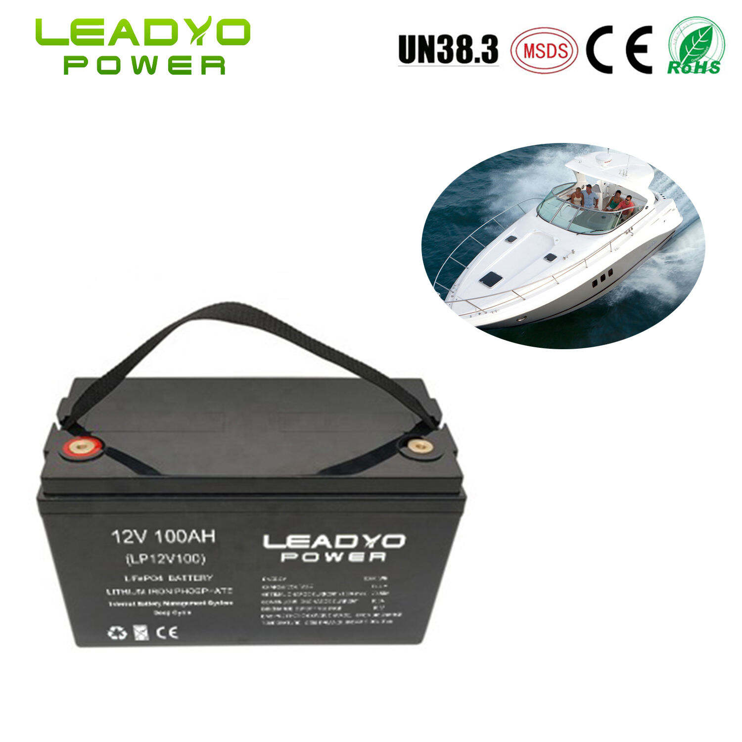 12V Rechargeable LiFePO4 Battery 100Ah To 150Ah Deep Cycle BMS for Marine RV And Solar Storage Systems