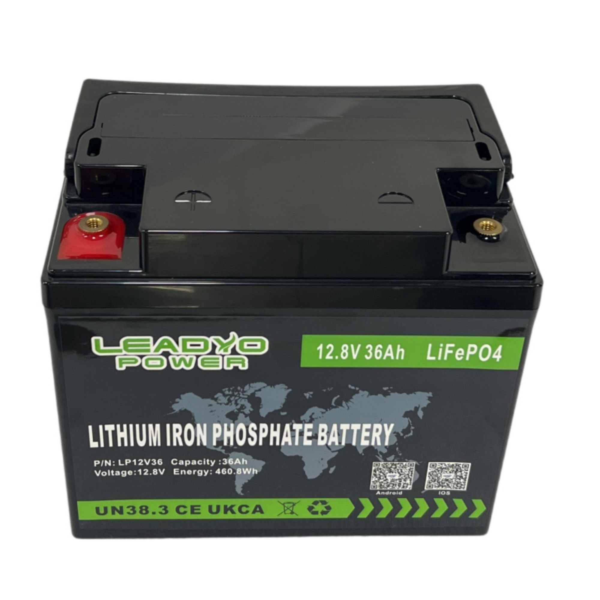 12.8V Lithium Smart Bluetooth 12V 36Ah Deep Cycle LiFePO4 Battery Pack