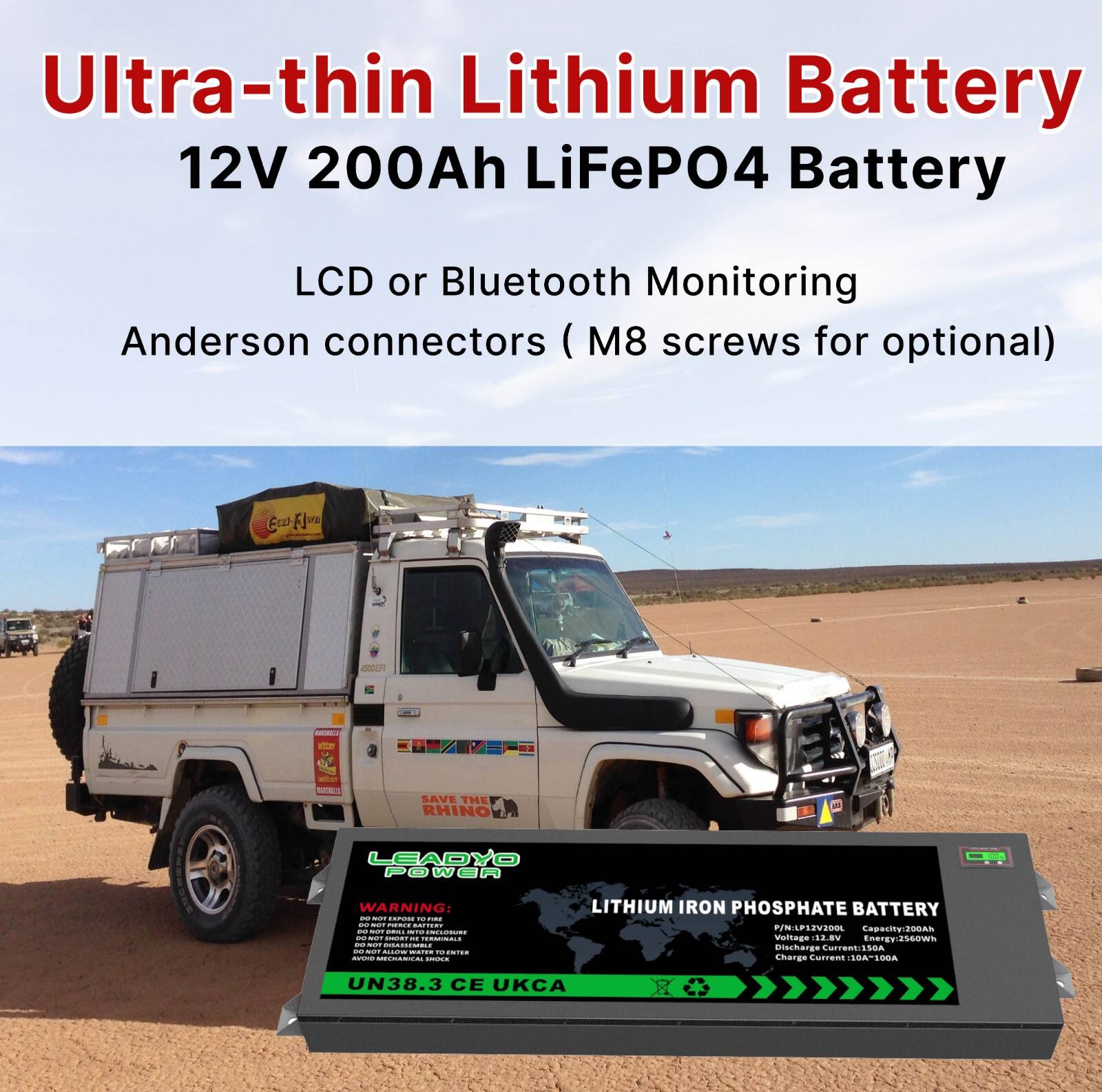 Ultra-thin 12.8V Lithium LFP 12V 200Ah LiFePO4 Battery Pack manufacture