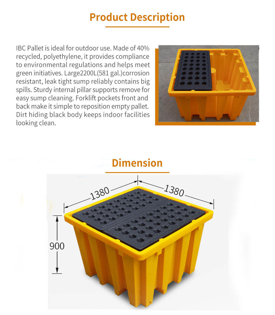 Heavy duty 4-Way Double IBC Spill Containment Pallet supplier